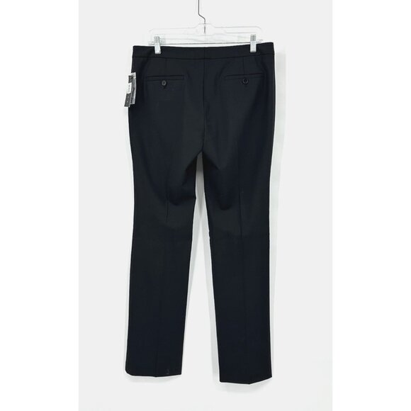 NEW THEORY rosel tailor pants trousers mid rise straight leg wool crepe black 10 - Picture 6 of 8
